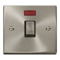 SATIN CHROME 20amp DOUBLE POLE SWITCH AND NEON